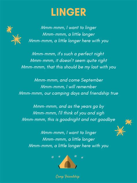 linger longer lyrics|linger lyrics camp song.